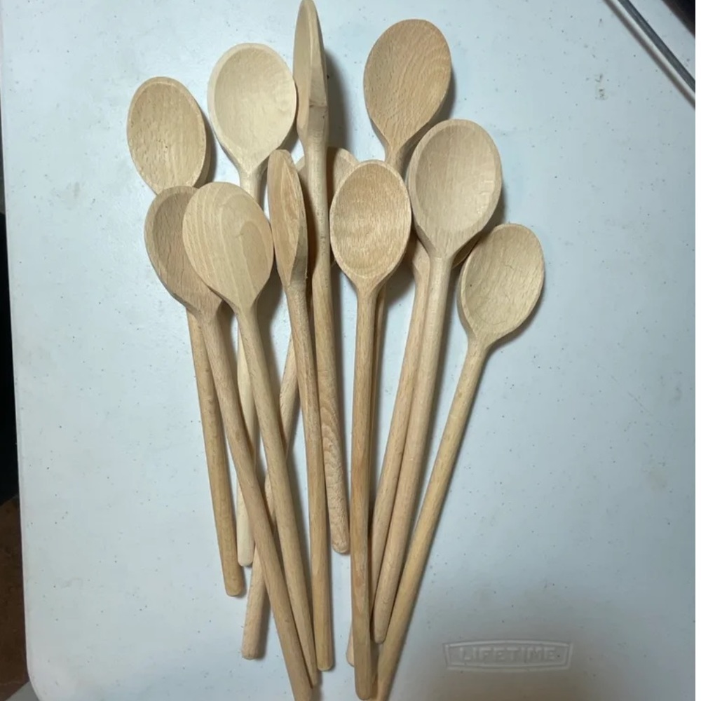 12 wooden spoons 12in beachwood